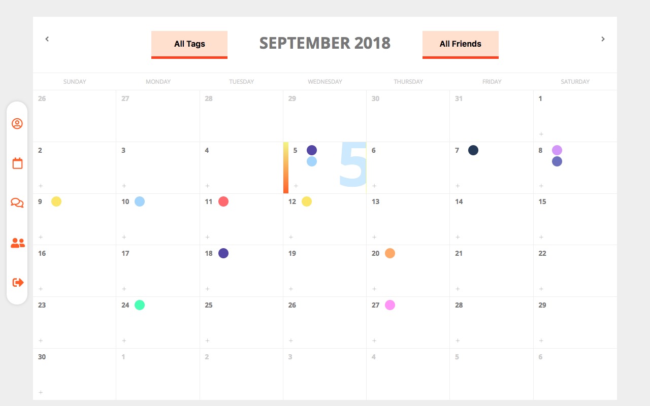 Calendar from SwoleMates project